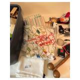 Lot of Vintage Items & Wool Fabric