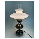 Vintage Brass Electric Lamp with Original Milk Glass Shade