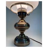 Vintage Brass Electric Lamp with Original Milk Glass Shade