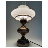 Vintage Brass Electric Lamp with Original Milk Glass Shade