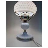 Vintage White Hobnail Milk Glass Hurricane Table Lamp