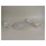 Vintage Fenton Silver Crest Milk Glass Compotes