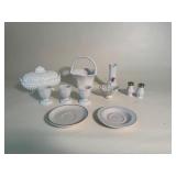 Lot of Vintage White Items Including Fenton Hobnail