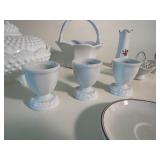 Lot of Vintage White Items Including Fenton Hobnail