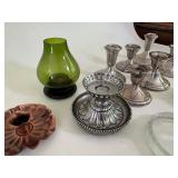 Vintage Candle Holders, Glass, Silver, Copper Brass, Pewter