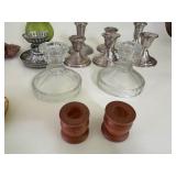 Vintage Candle Holders, Glass, Silver, Copper Brass, Pewter