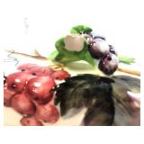 Lefton Grape Divided Dish and Butter Dish Chip on Leaf
