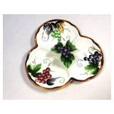 Lefton Grape Divided Dish and Butter Dish Chip on Leaf