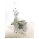 Set of 2 Glass Candlestick Holders
