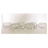 Set of 6 Cut Glass Salts Butter Pat Plate and Two Condiment Cups