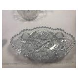 5 Cut Glass Pieces; Toothpick Holder, Condiment Dishes