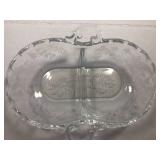 2 Vintage Etched Glass Servicing Dishes