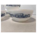 Set of Vintage Glasbake Currier & Ives Locomotive Train Bowls