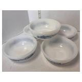 Set of Vintage Glasbake Currier & Ives Locomotive Train Bowls
