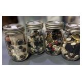 4 Jars of Vintage Buttons