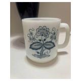 Purple Art Glass Vase, Occupied Japan Cup, Demitasse Cup and Saucer and Glasbake Mug