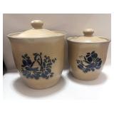 Pair of Pfaltzgraff Canisters Folk-art Pattern