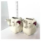 Pair of Vintage Shawnee Elephant Creamers