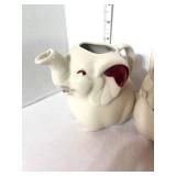 Pair of Vintage Shawnee Elephant Creamers
