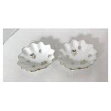 Pair of Vintage Lenwille China Butterfly Nut Dishes