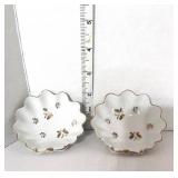 Pair of Vintage Lenwille China Butterfly Nut Dishes