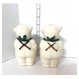 Pair of Vintage Shawnee Pig Salt and Peppers Green Neckerchief