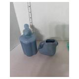 Blue Bird Covered Container and Blue Fiesta Disk Mini Pitcher