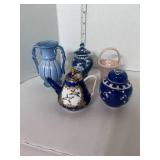 Vintage Hallmark Basket, Stangl Vase. Mini Tea Pot and 2 Chinese Urns