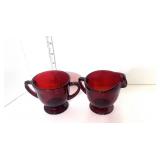 Vintage Depression Ruby Red Cream and Sugar
