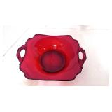 Vintage Depression Ruby Red Handled Serving Dish