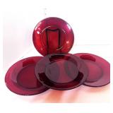 Vintage Depression Ruby Red Dinner Plates