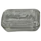 vintage EMBOSSED COW Arcoroc France clear glass refrigerator dish