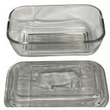 vintage EMBOSSED COW Arcoroc France clear glass refrigerator dish