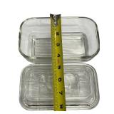 vintage EMBOSSED COW Arcoroc France clear glass refrigerator dish