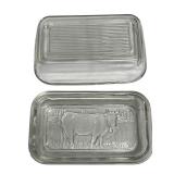 vintage EMBOSSED COW Arcoroc France clear glass refrigerator dish