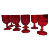 Vintage Lot of 8 Ruby Red 4.75" Glass Goblets