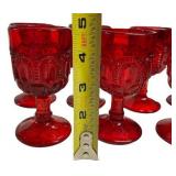 Vintage Lot of 8 Ruby Red 4.75" Glass Goblets