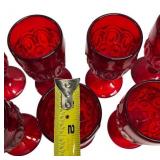 Vintage Lot of 8 Ruby Red 4.75" Glass Goblets
