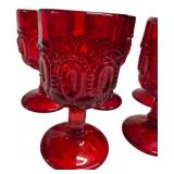 Vintage Lot of 8 Ruby Red 4.75" Glass Goblets