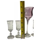 Vintage Stemware Wine/Cordial Glasses, Bundle of 5