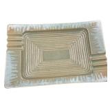 Vintage Gray Ashtray Mid Century Modern Barware Cigarette Holder Ceramic Tray, 11.5" x 7.75"