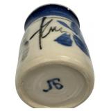 Blue and White Porcelain Sake cup 2", Chinese Qing Dynasty porcelain box and cover, 1.25", Desktop Porcelain Vase 2.25"