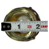 1918 Russian Deco Enamel and Glass Salt Cellar Red/White Scallop Design 4 Hommet, 1.5"