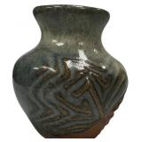 Small Studio Art Pottery Glazed Stoneware Vase, 2.5" TALL