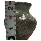 Small Studio Art Pottery Glazed Stoneware Vase, 2.5" TALL