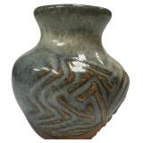 Small Studio Art Pottery Glazed Stoneware Vase, 2.5" TALL
