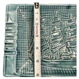 Rare Clipper Ship Art Pottery Ashtray Mens Vanity Trinket Dish Nautical Textured