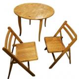 Solid Oak FoldingTable and 2 Chairs 39.5" X 42"