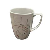 8 - Corelle SPLENDOR  Round PORCELAIN MUG Cup *Red Gray Curled Scrolls