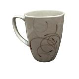 8 - Corelle SPLENDOR  Round PORCELAIN MUG Cup *Red Gray Curled Scrolls